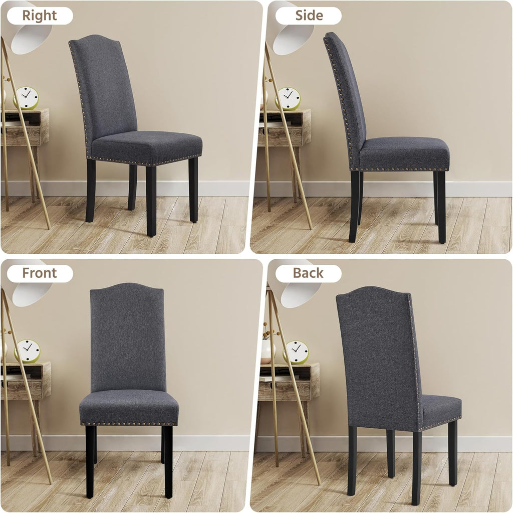 Yaheetech Dining Chairs Set of 2 High Back Parson Chairs Dark Gray