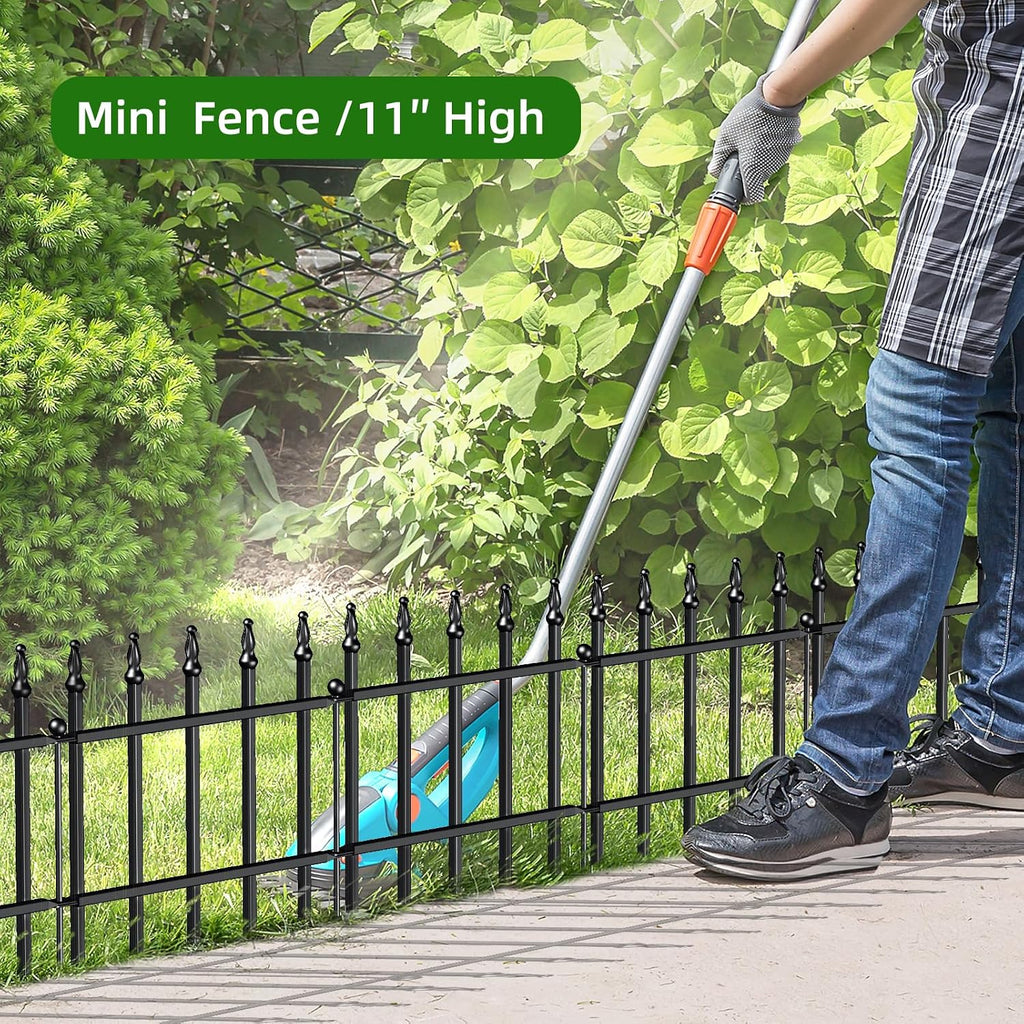 Decorative Metal Garden Fence 11" x 12', Small Fence Border with Stakes