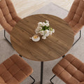 Zerifevni 34.6'' Dining Table and Chairs for 2, Mid Century Modern Round Table Set, Space Saving for Apartment Kitchen Dining Room (Walnut Table+2 U-Shaped Brown Chairs)