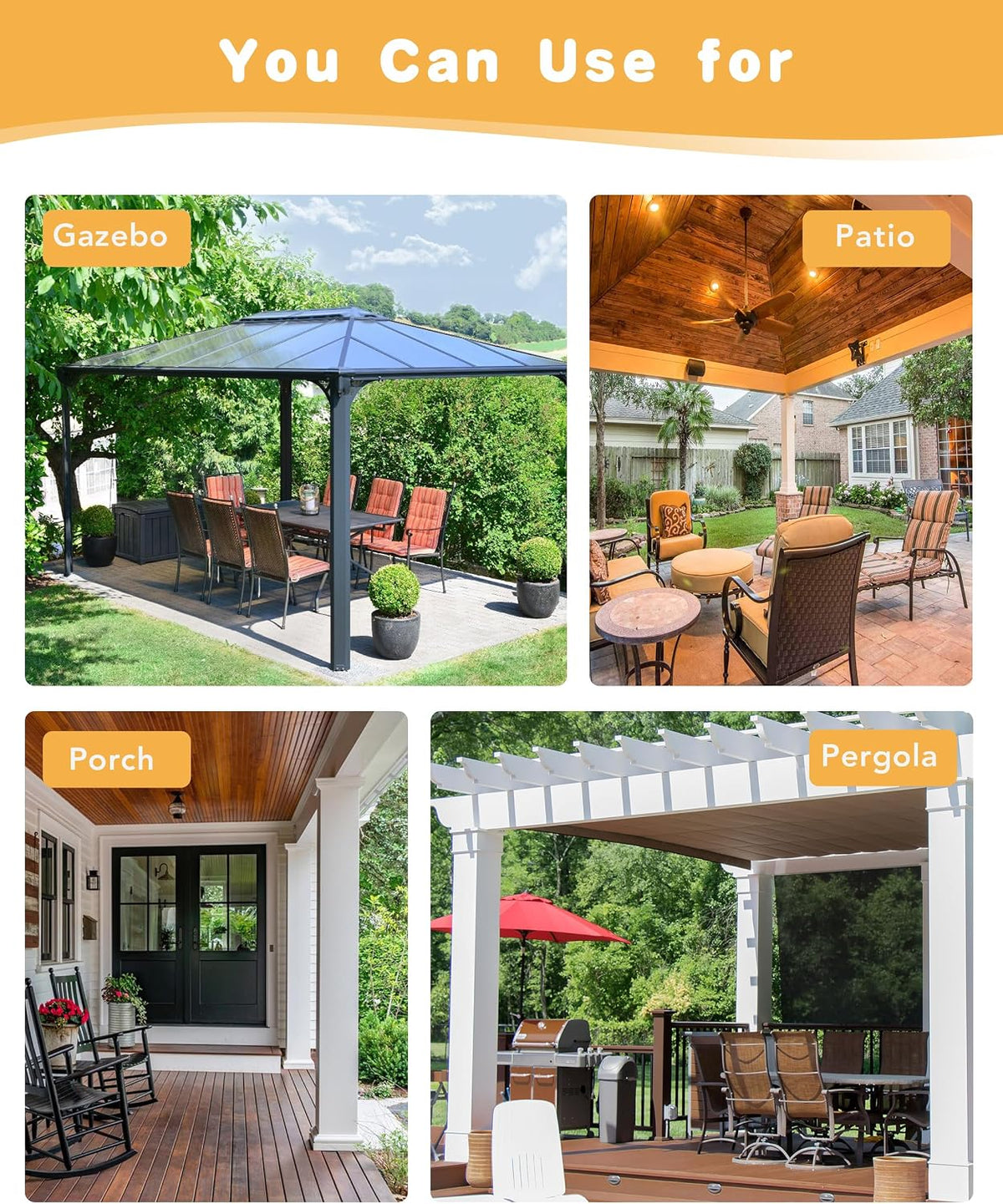 HolidayIdeas Outdoor Curtains for Patio Waterproof 4 Pcs 54x84 Inch Cream