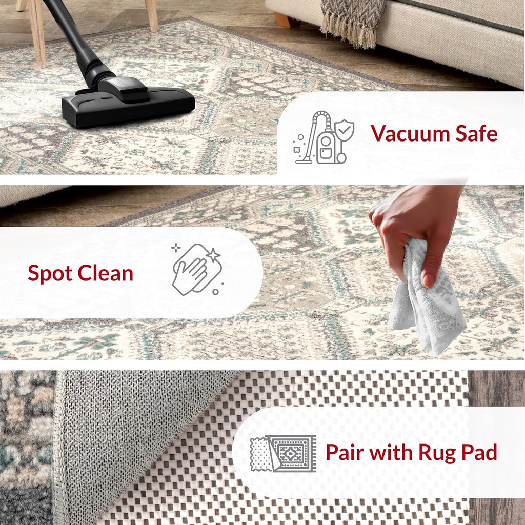 nuLOOM Becca Charcoal Medallion Power Loomed Area Rug, 10' x 14'