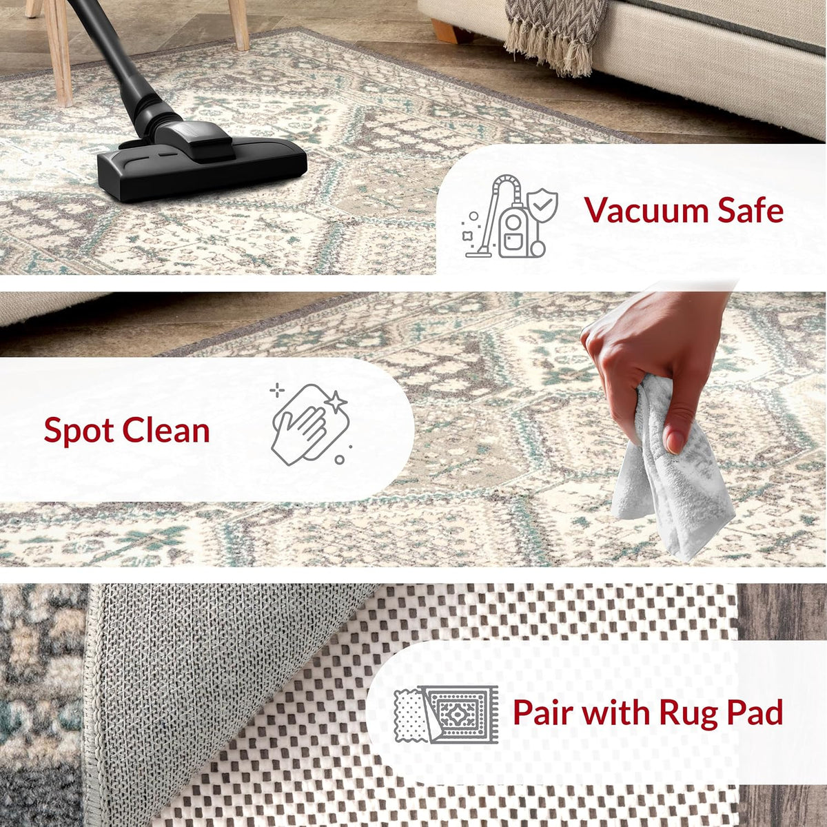 nuLOOM Becca Charcoal Medallion Power Loomed Area Rug, 10' x 14'