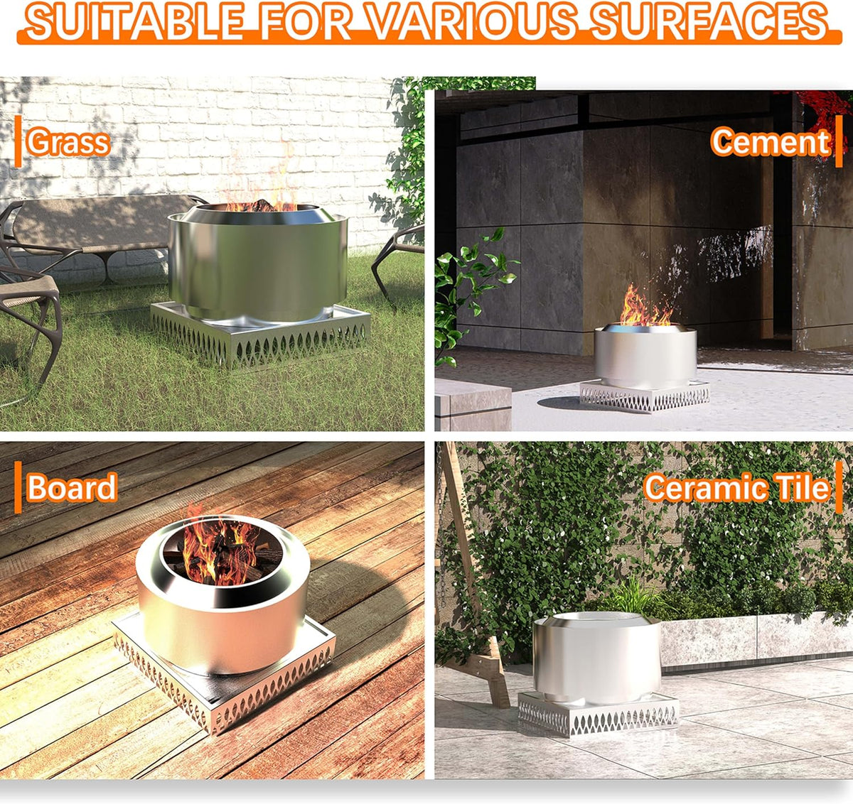 Stainless Steel Fire Pit Base for Surface Protection, X22 (23.6 Inch) Metal Fire Pit Mat, Heavy Duty Accessory for Solo Stove, Deck Protector with Air Vents for Indoor Outdoor Use
