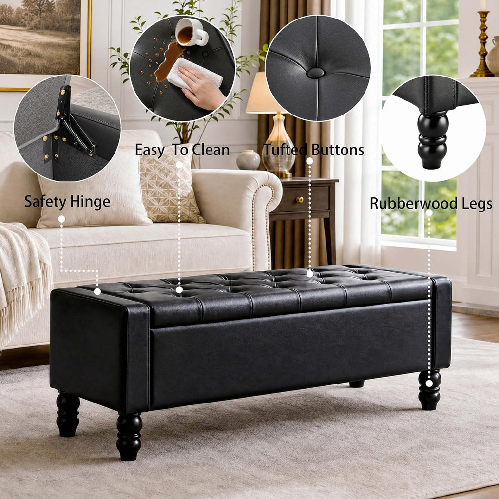 50 inch faux leather storage ottoman bench for, package contents
