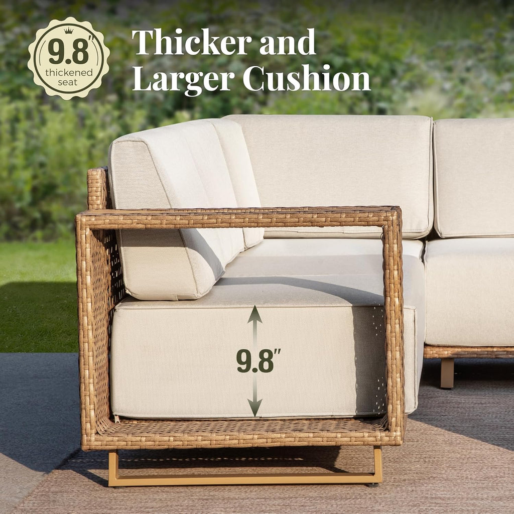 MIXPATIO Patio Furniture Set, 4 Piece Outdoor Wicker Sofa Couch