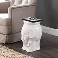 JONATHAN Y Orla Elephant Garden Stool 18.5" Ceramic Accent Table, White