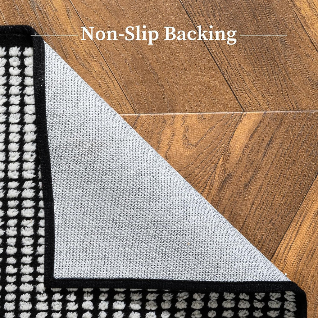 YIHOUSE 5x7 Black and White Area Rug, Washable Non Slip Living Room Carpet