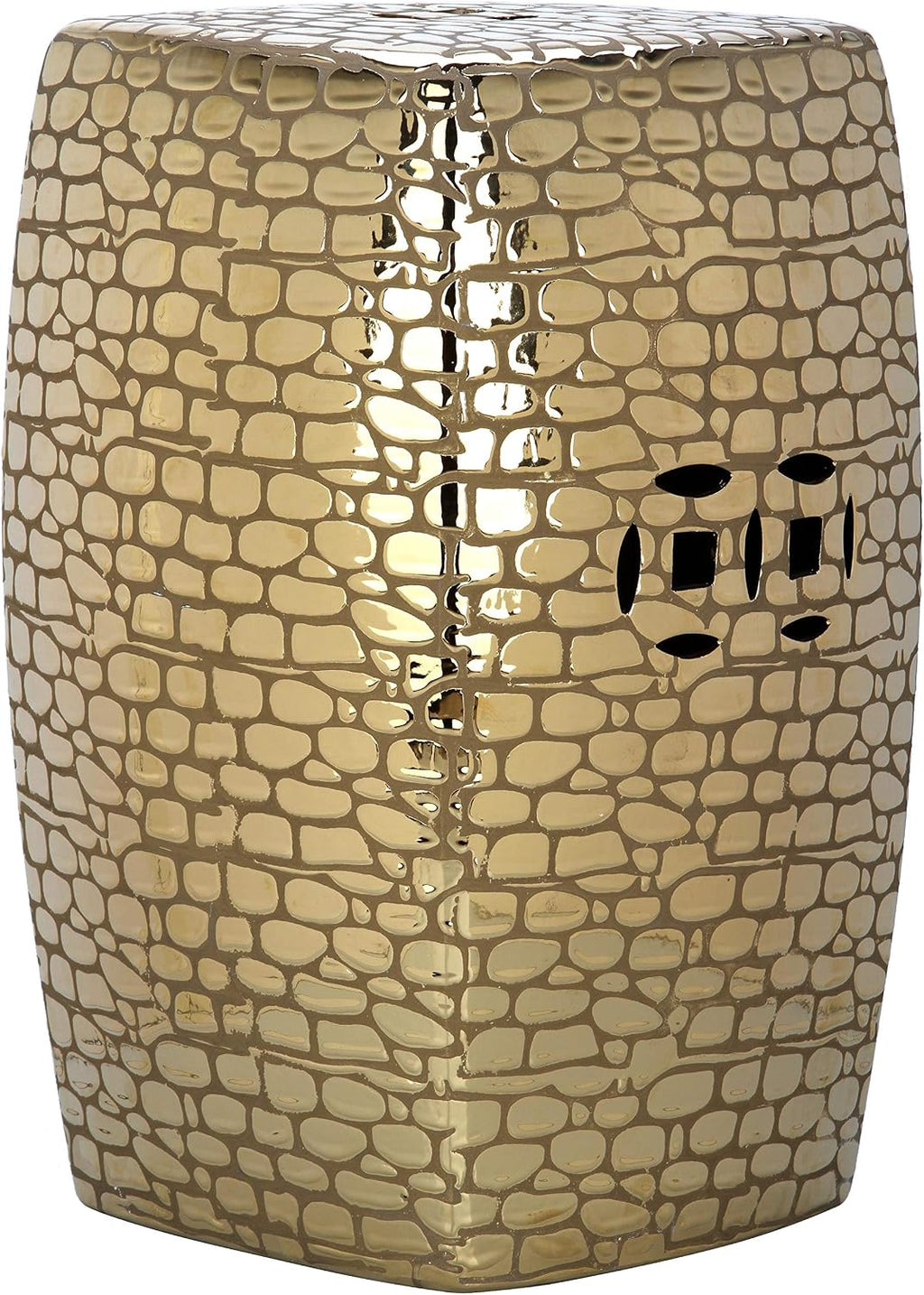 Safavieh Castle Gardens Collection Jasmine Plated Gold Glazed Ceramic Garden Stool