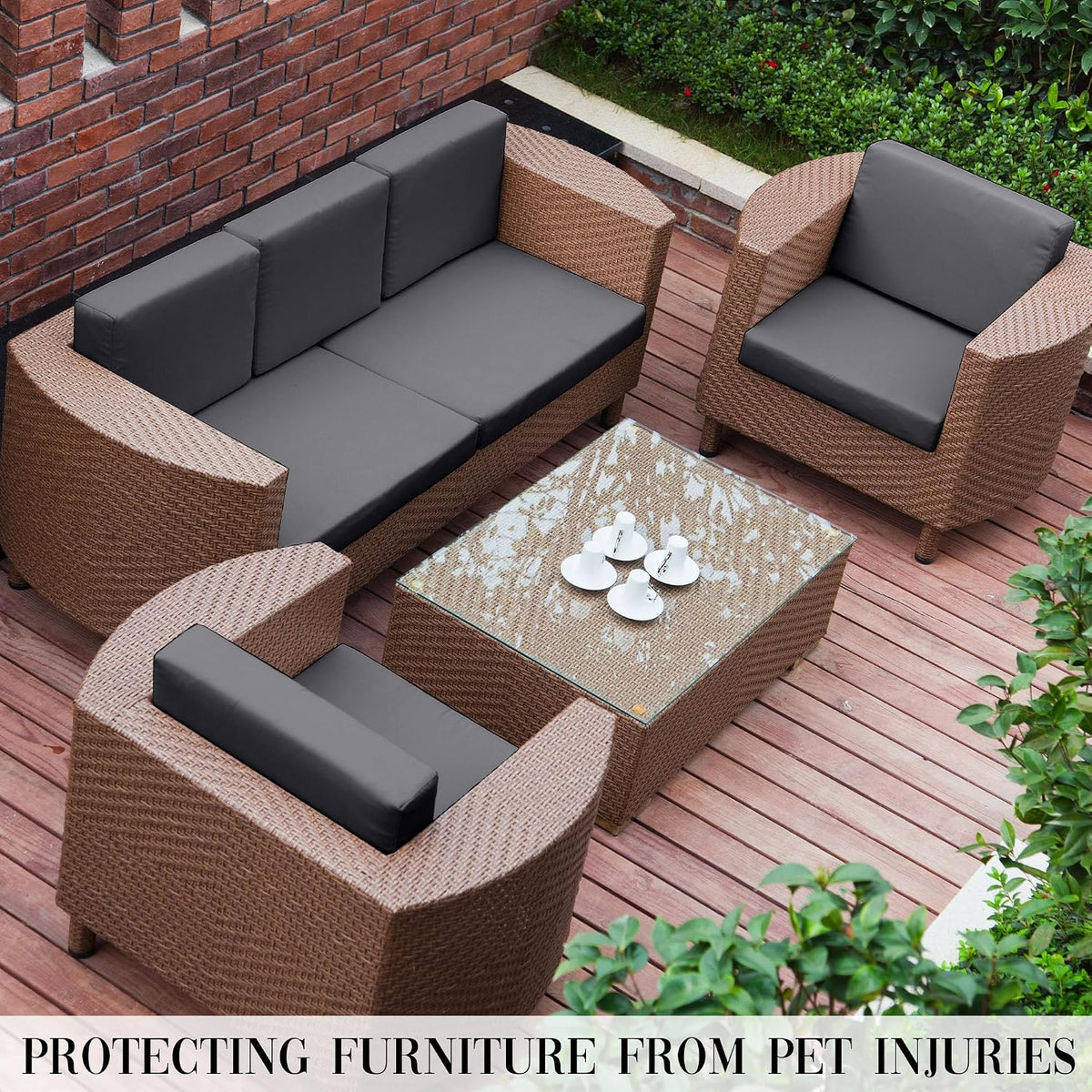 8PCS Patio Cushion Covers.Patio Furniture Couch SeatSlipcovers (Grey, 12PCS)