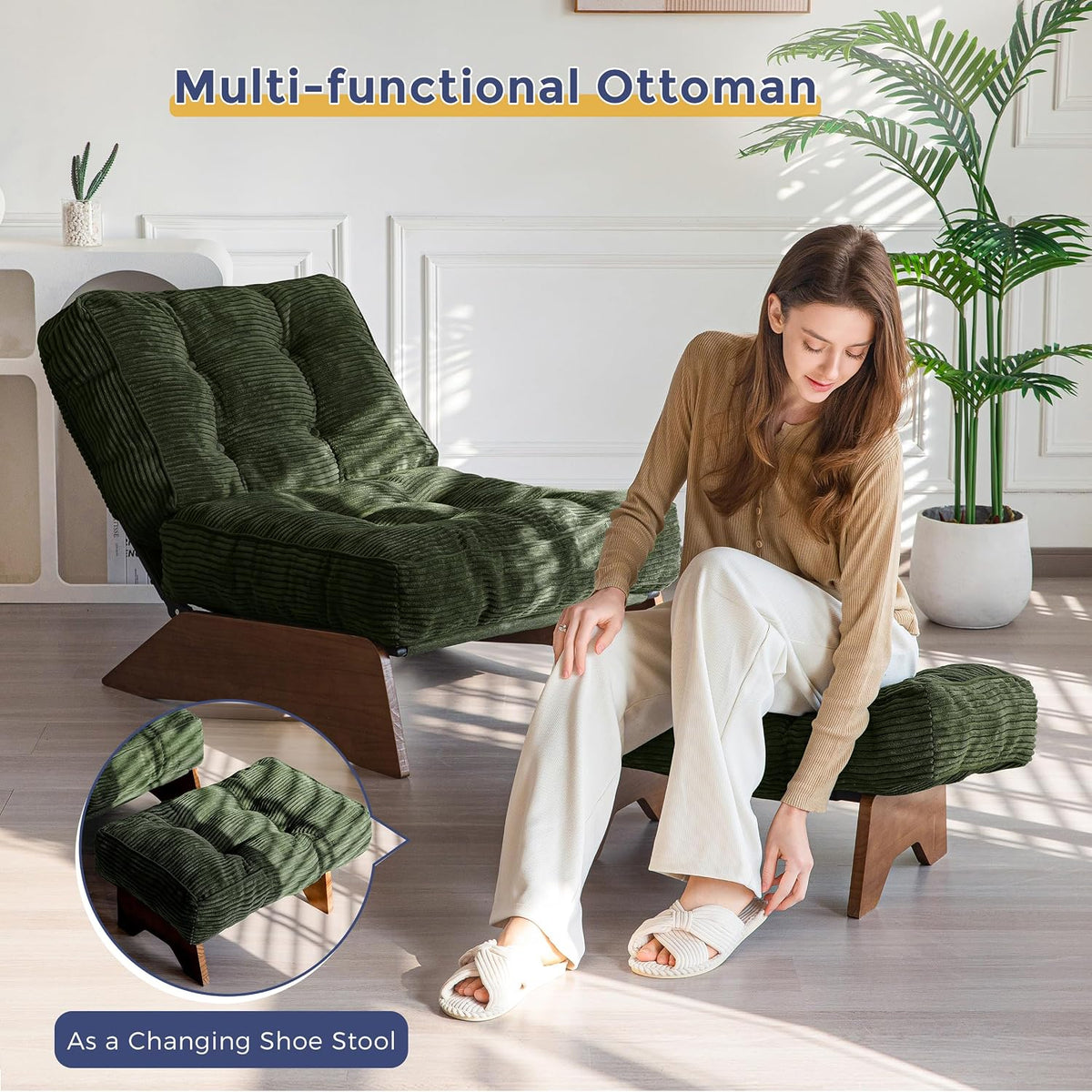 MAXYOYO Accent Chair with Ottoman, Lounge Chair with Adjustable Backrest