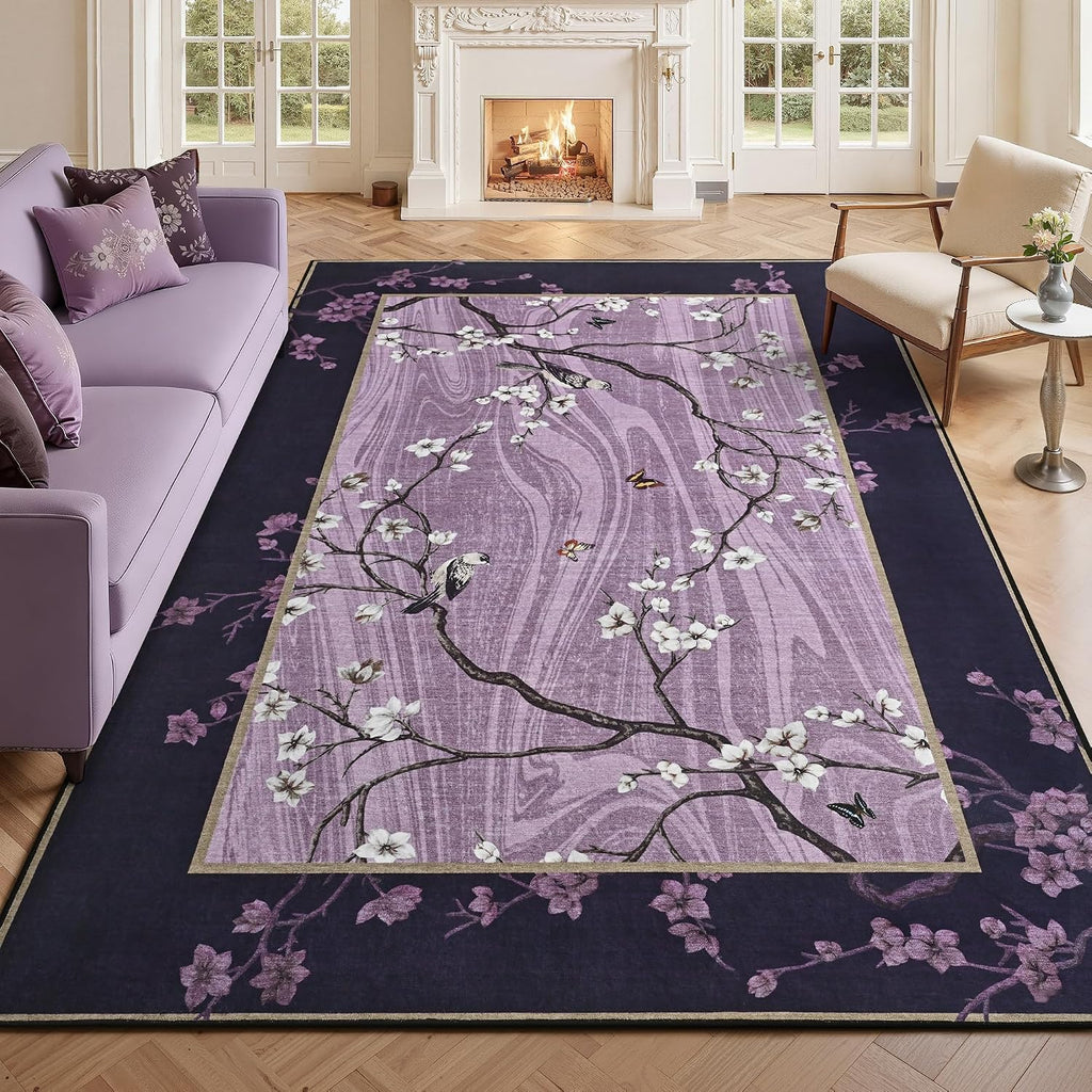 Foxmas 6x9 Purple Floral Area Rug