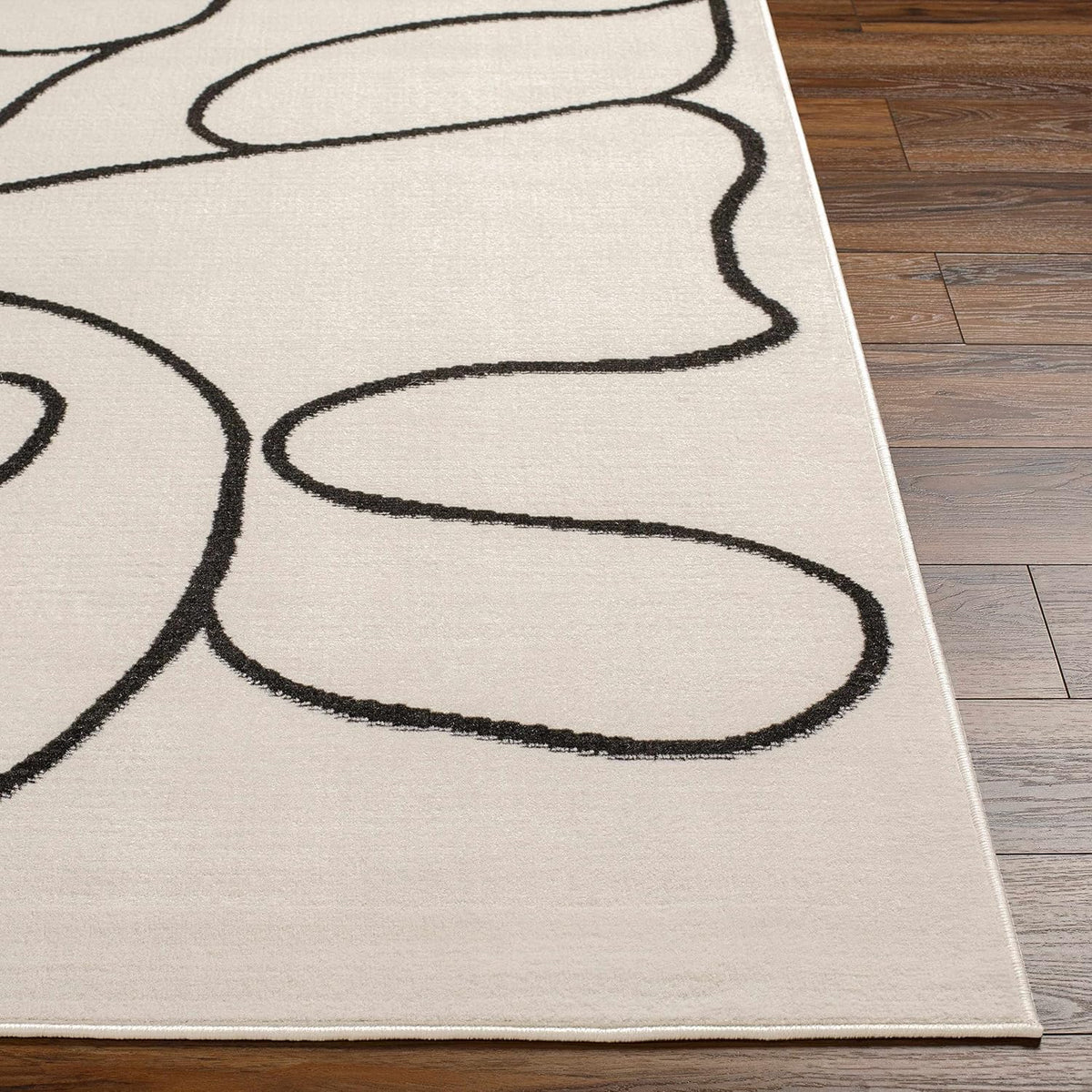 Hauteloom Eilir Modern Abstract Runner Rug - Contemporary Geometric Carpet for Hallway, Kitchen - Beige, Black, Cream - 2'7" x 7'3"
