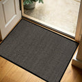 3′ x 5′ Indoor Outdoor Door Mat, Ultra Thin Linen-Look Entryway Rug Black
