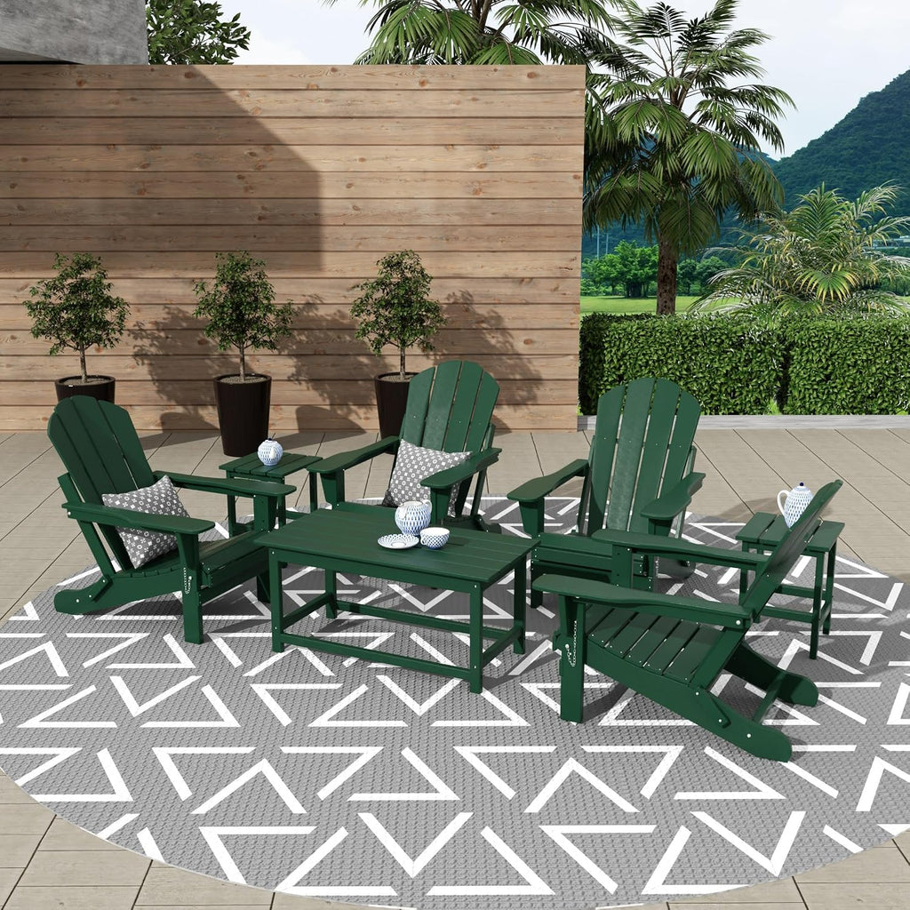 WestinTrends Malibu 3-Piece Set Outdoor Coffee and Side Table for Adirondack Chair, Dark Green