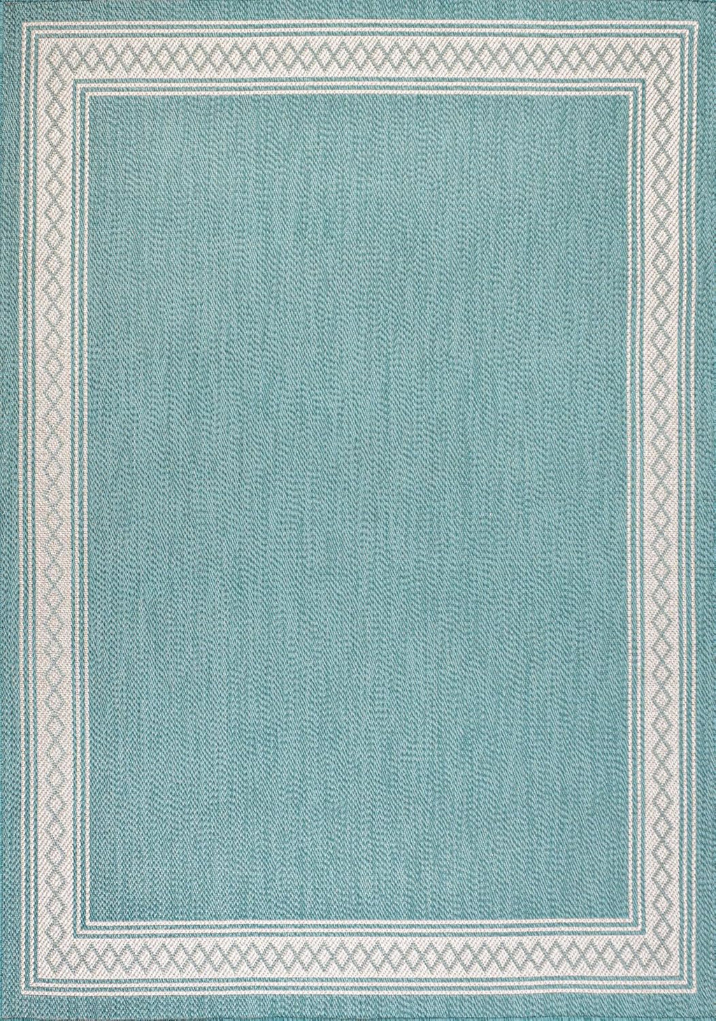 JONATHAN Y Diamond Border Indoor Outdoor Area Rug 3X5 Aqua/Light Gray, Lucia Classic for Backyard, Patio, Porch, Easy-Cleaning, High Traffic, Pet-Friendly, Non-Shedding (SMB207D-3)