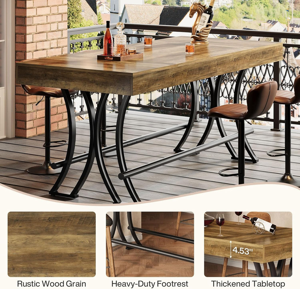 tribesigns 63" counter height bar table with metal on a desk or shelf