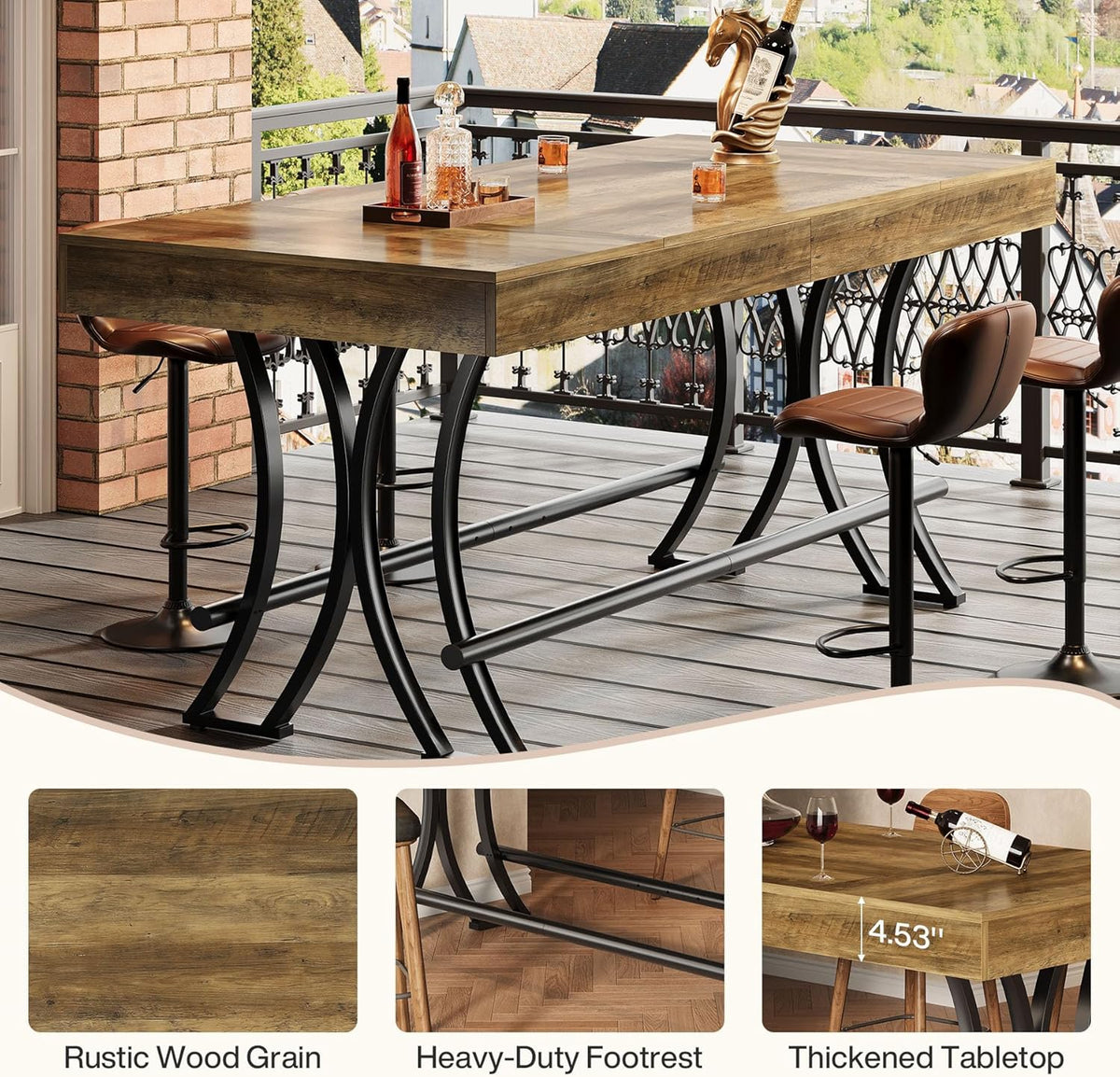 tribesigns 63" counter height bar table with metal on a desk or shelf
