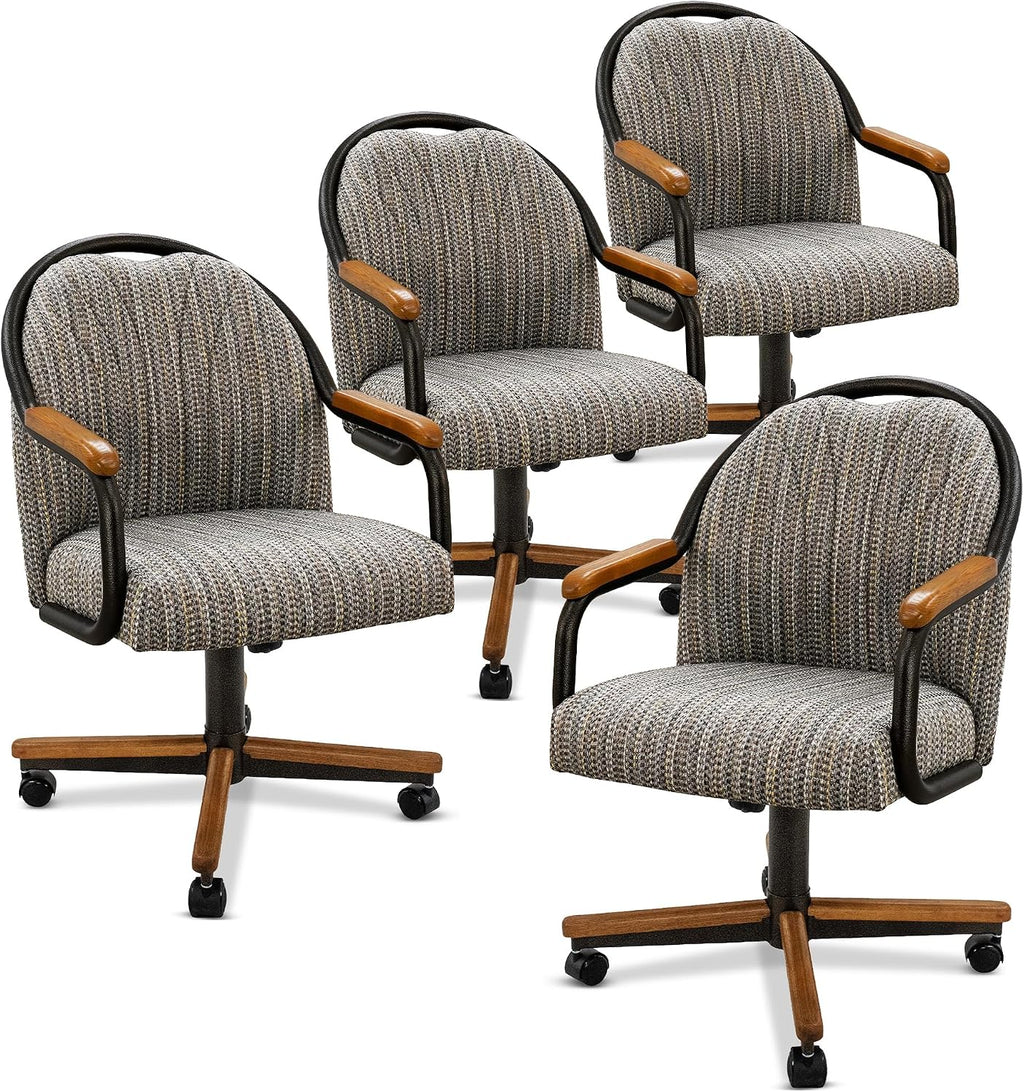 Chromcraft Medina Swivel-Tilt Caster Dining Chair - Chestnut - Mineral-4pc