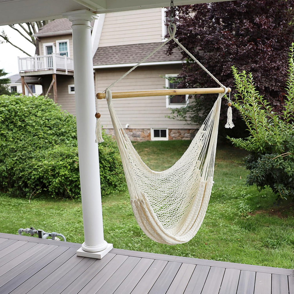 Bliss Hammocks Tahiti Rope Hammock Chair with Spreader Bar, Natural, 265 Lb