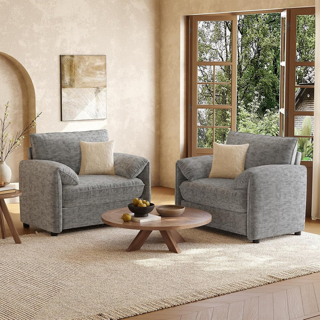 ONBRILL Oversized Accent Chair, 41 Inch Chenille Fabric Armchair, Grey