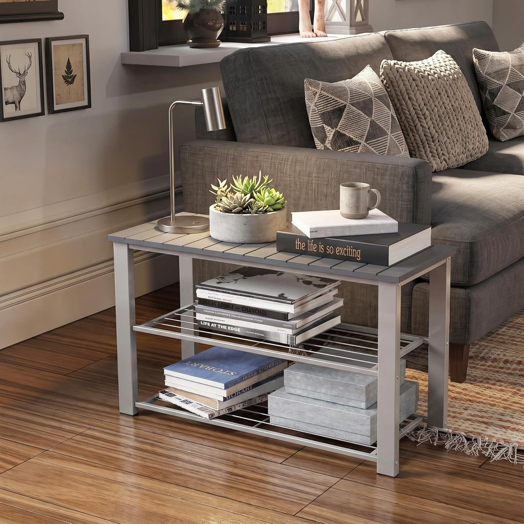simple houseware wooden top shoe rack bench for shown in use