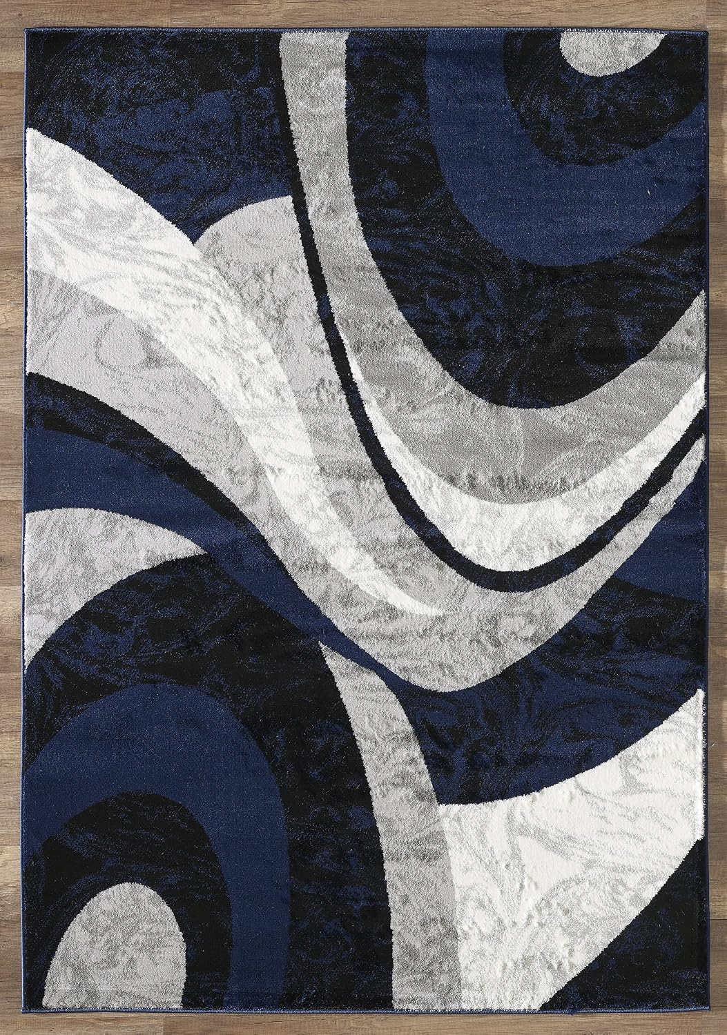 Yafa Home Fashion Modern Contemporary Swirls Design Area Rug, Luxurious, Elegant, and Fashionable Area Rug (Navy, 4 ft X 5 ft)