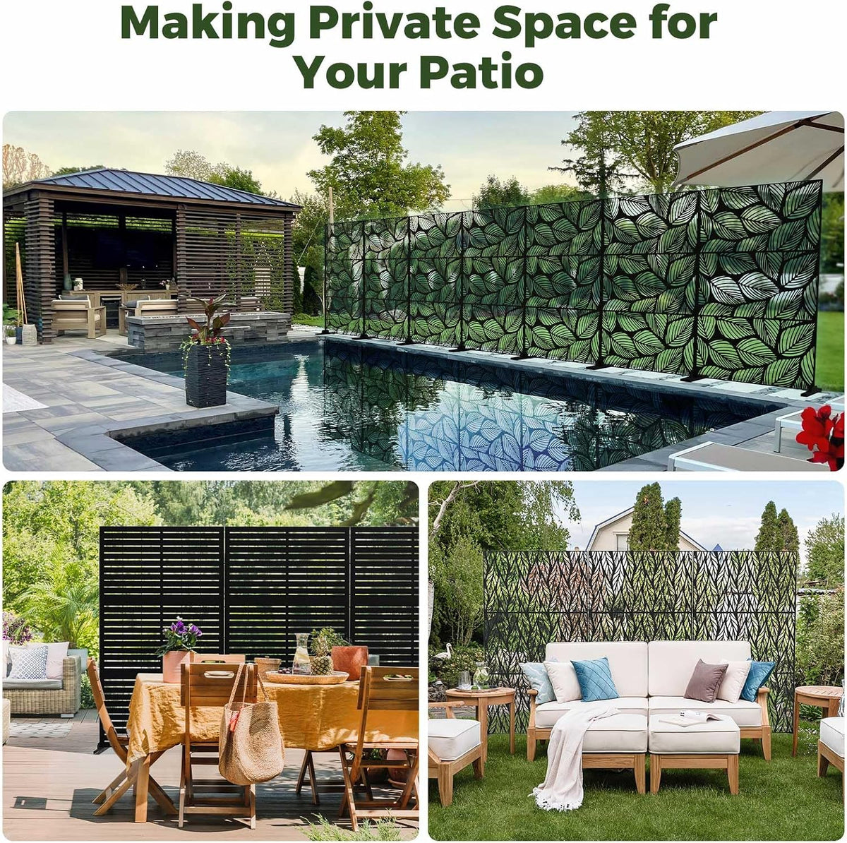 Kingsyard 72x47 Inch Metal Privacy Screen Outdoor Freestanding