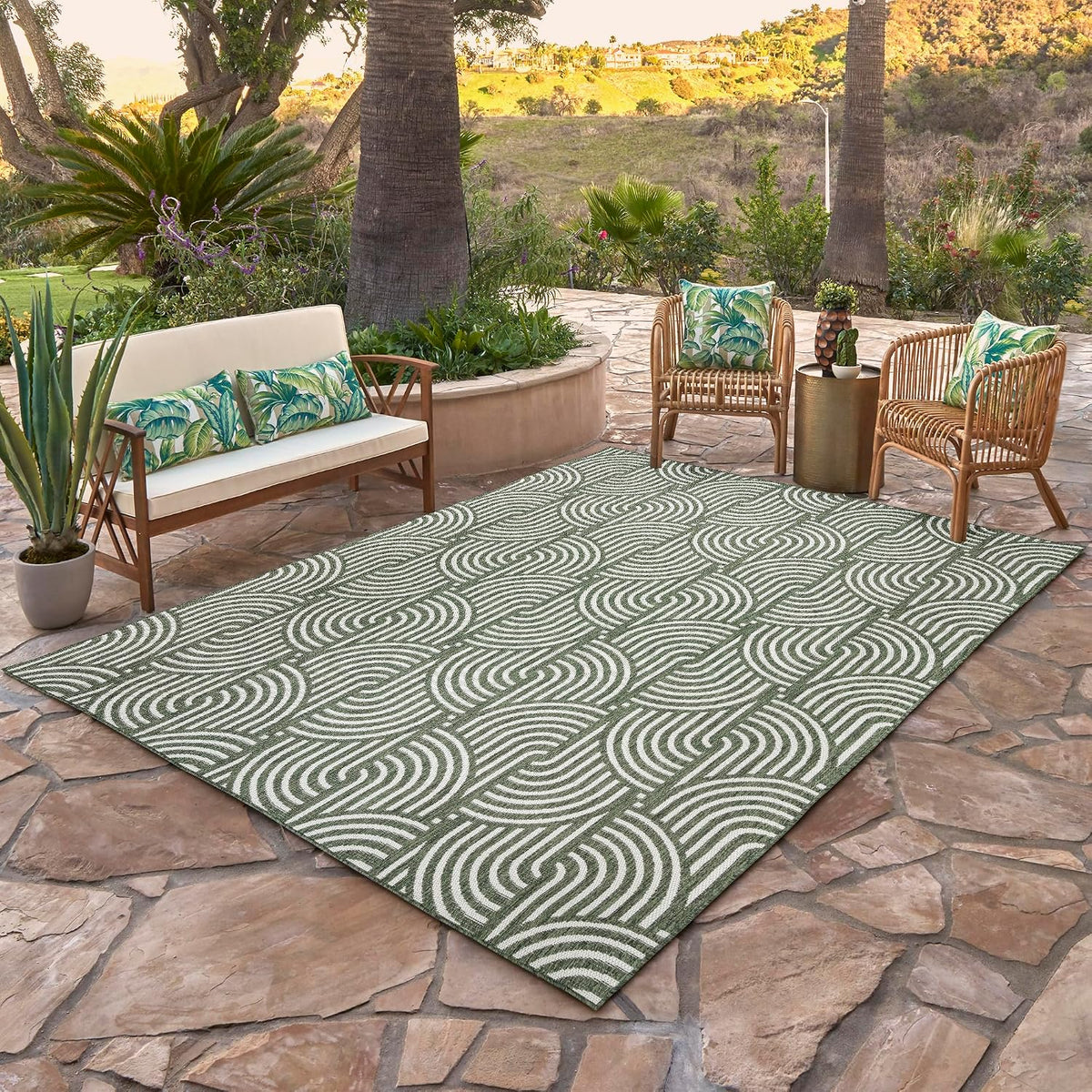 gertmenian indoor outdoor modern area rug - 8x10, close-up detail