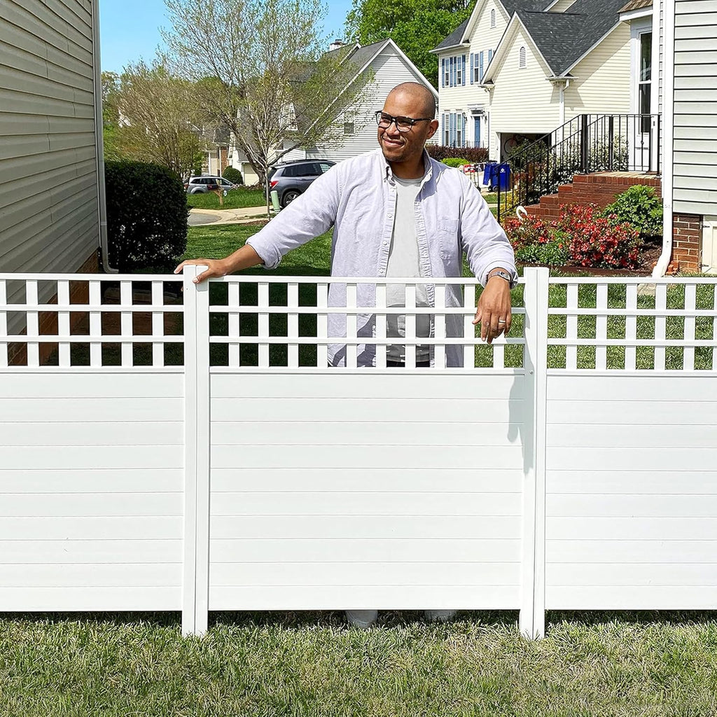 Zippity Keswick Privacy Screen and Fence, White Vinyl DIY No Dig Kit