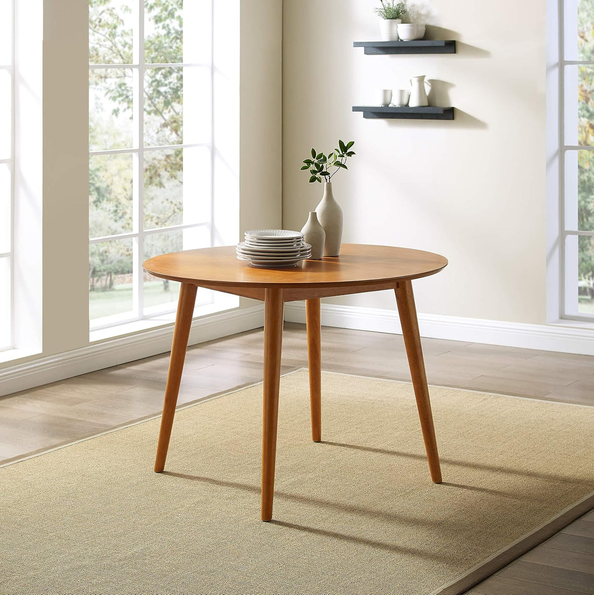 Crosley Furniture Landon 5-Piece Mid Century Round Dining Table Set for 4, Acorn