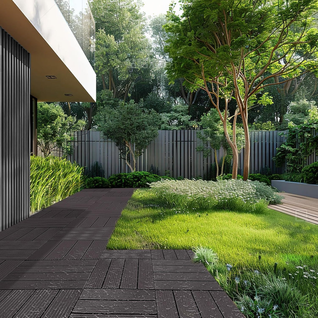 vevor 54 sq. ft plastic interlocking deck tiles, front angle view