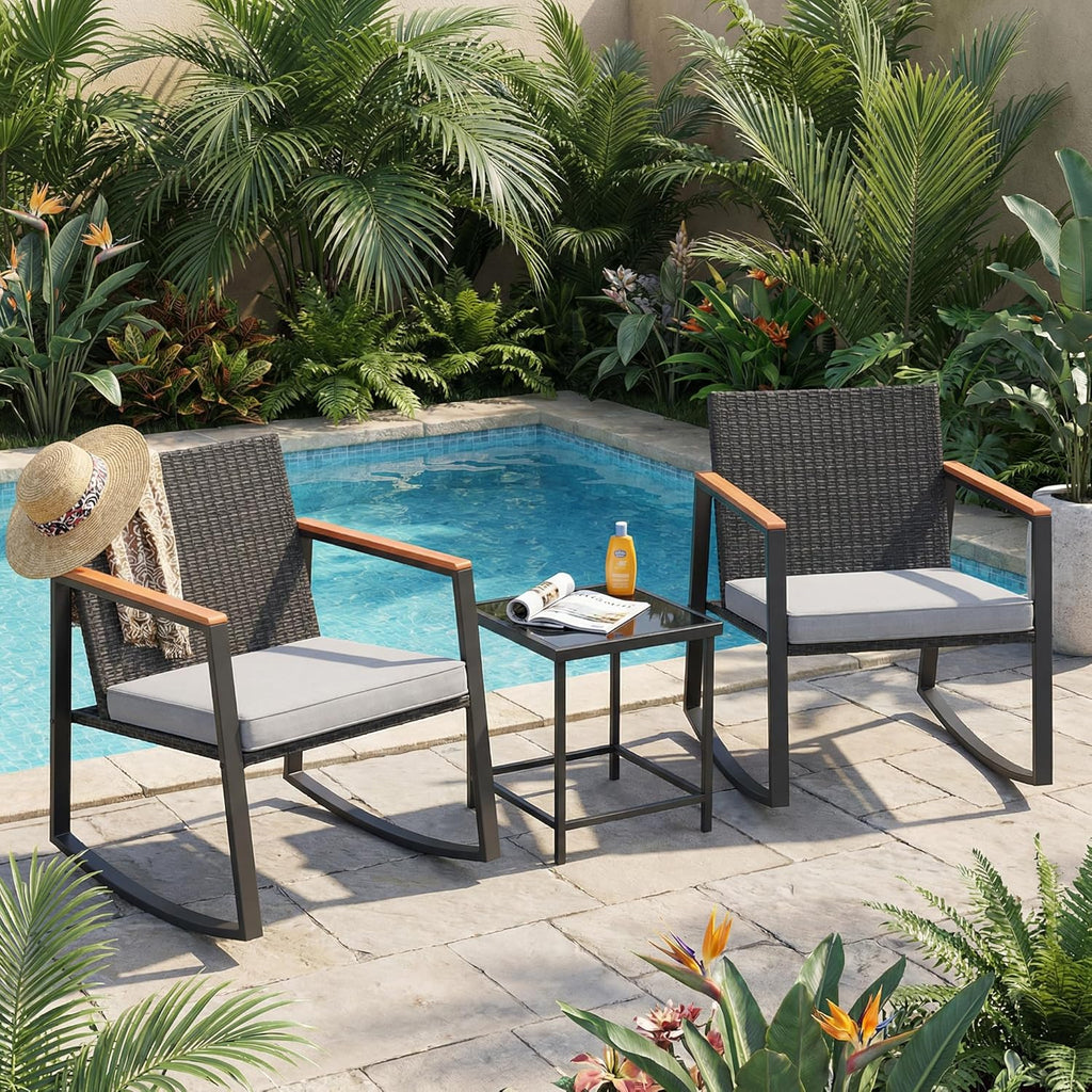 Gizoon 3 Pieces Rocking Patio Bistro Set