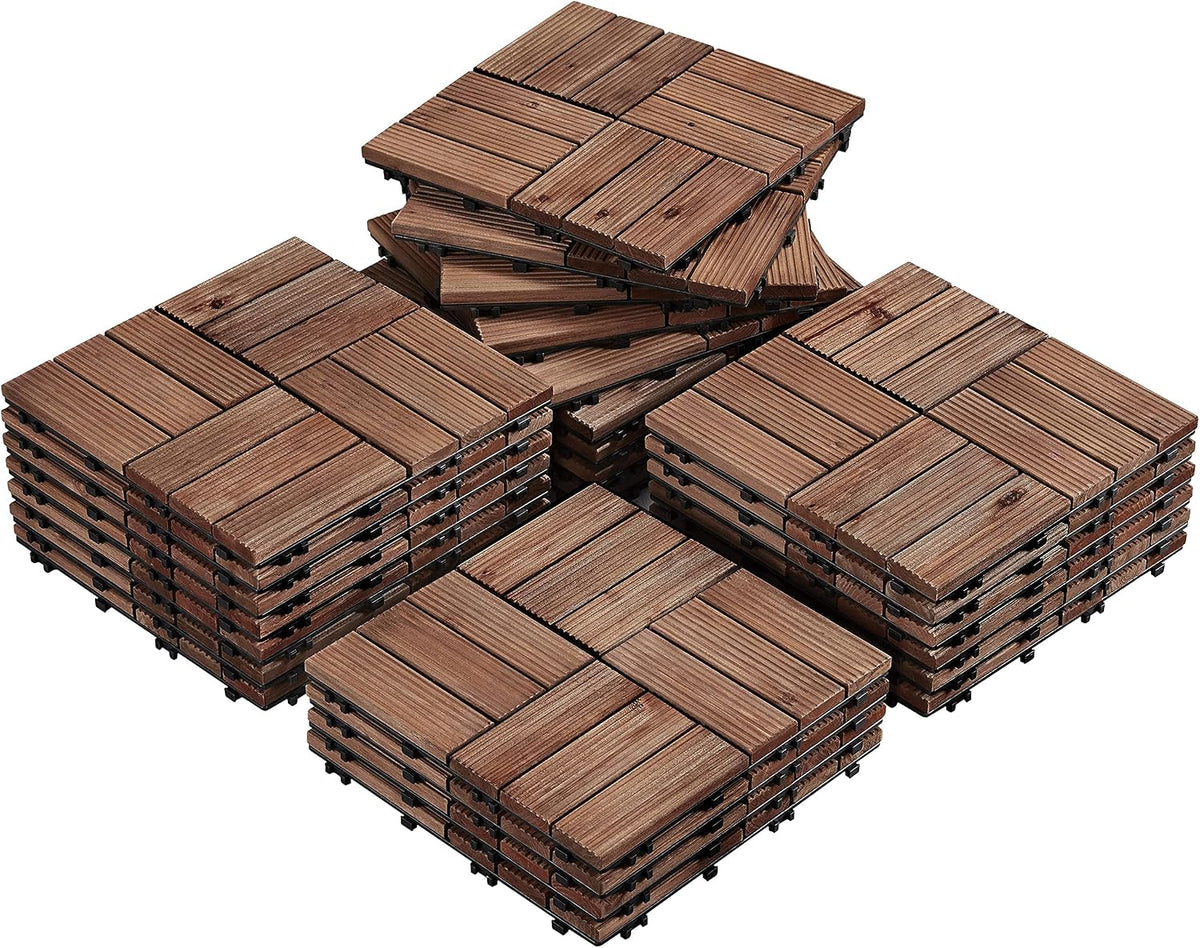 Yaheetech 27PCS 12x12in Interlocking Deck Tiles Outdoor Patio,Brown