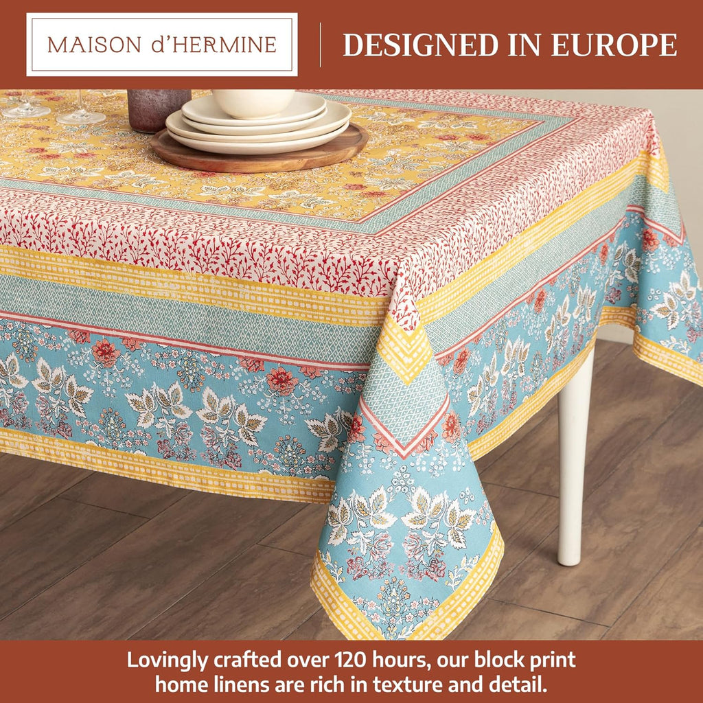 Maison d' Hermine Table Cloth Square Table Reusable 100% Cotton 54"x54"