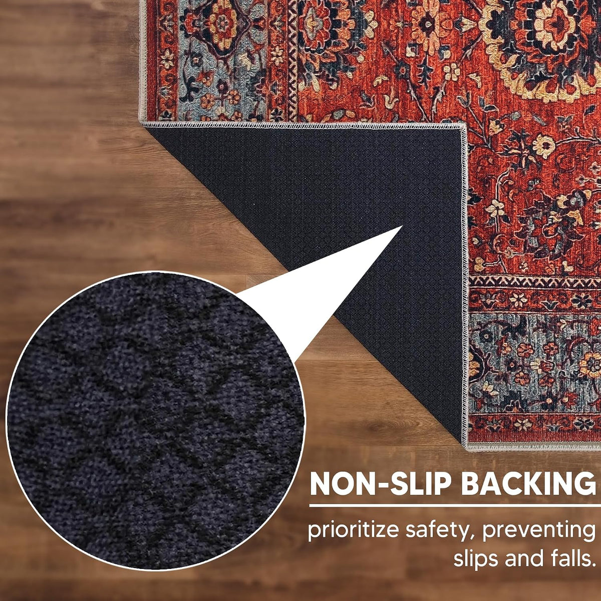 Keen Home Design Vintage Washable Area Rug, Non-Slip Low Pile, 5x7