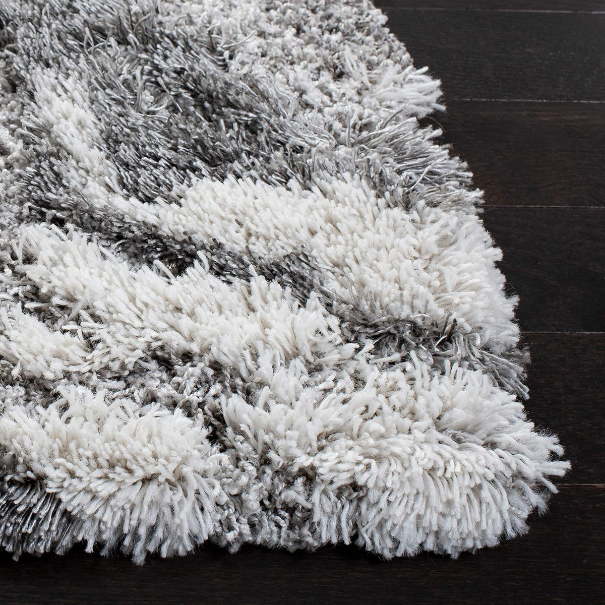 SAFAVIEH Horizon Shag Collection Runner Rug - 2' x 8', Grey & Ivory, Modern Abstract Design, Non-Shedding & Easy Care, 2-inch Thick Ideal for High Traffic Areas in Living Room, Bedroom (HZN890F)