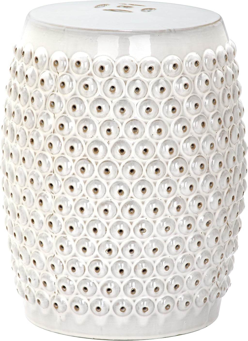 Safavieh Castle Gardens Collection Stella Nail Head White Glazed Ceramic Garden Stool