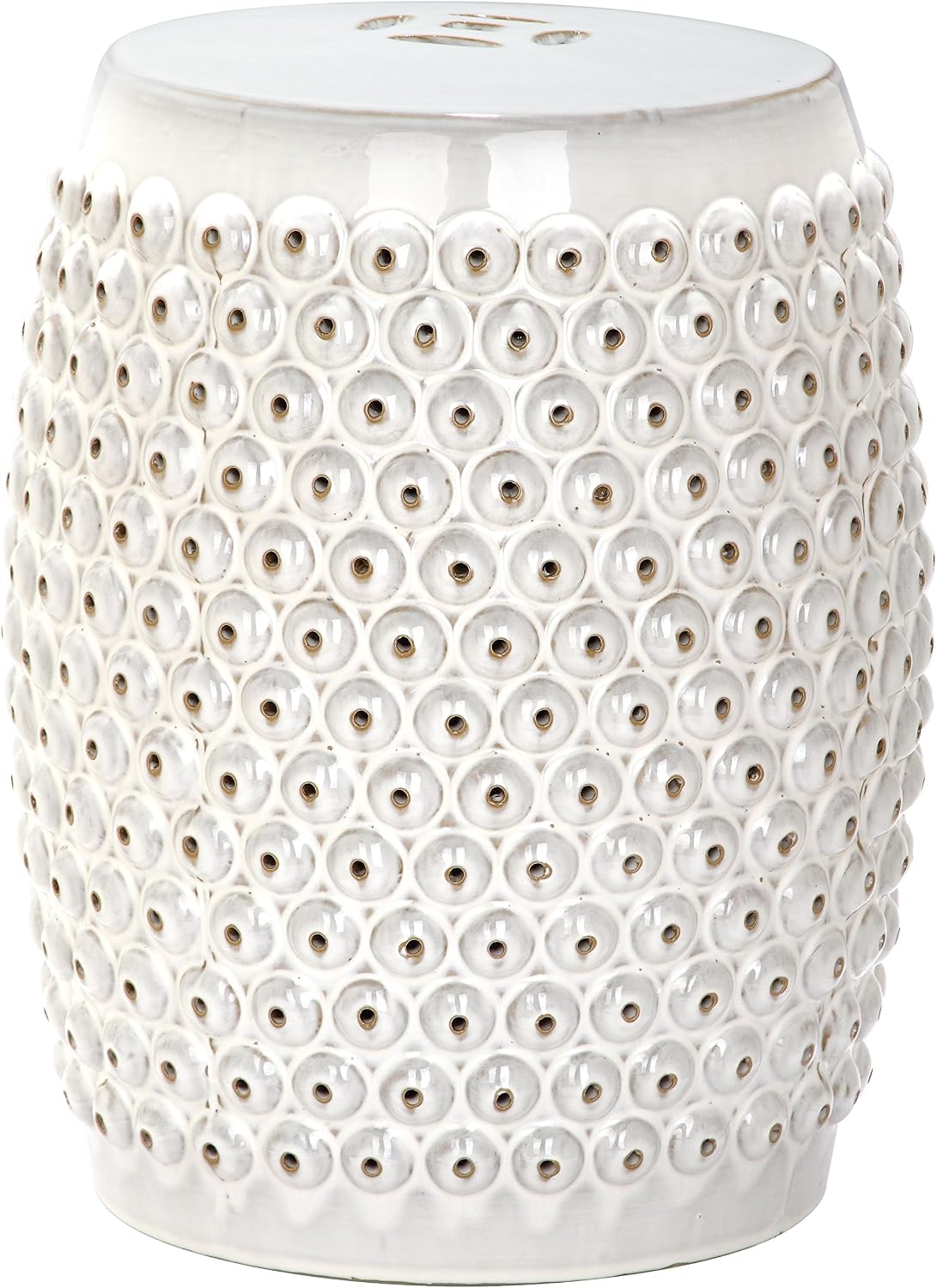 Safavieh Castle Gardens Collection Stella Nail Head White Glazed Ceramic Garden Stool
