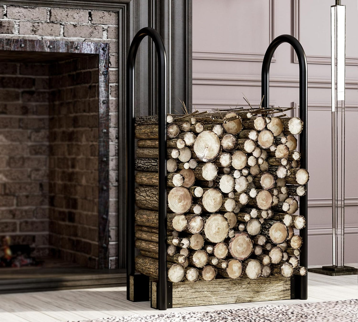 Fire Beauty Adjustable Firewood Rack, Indoor Outdoor Log Holder(Adjustable)