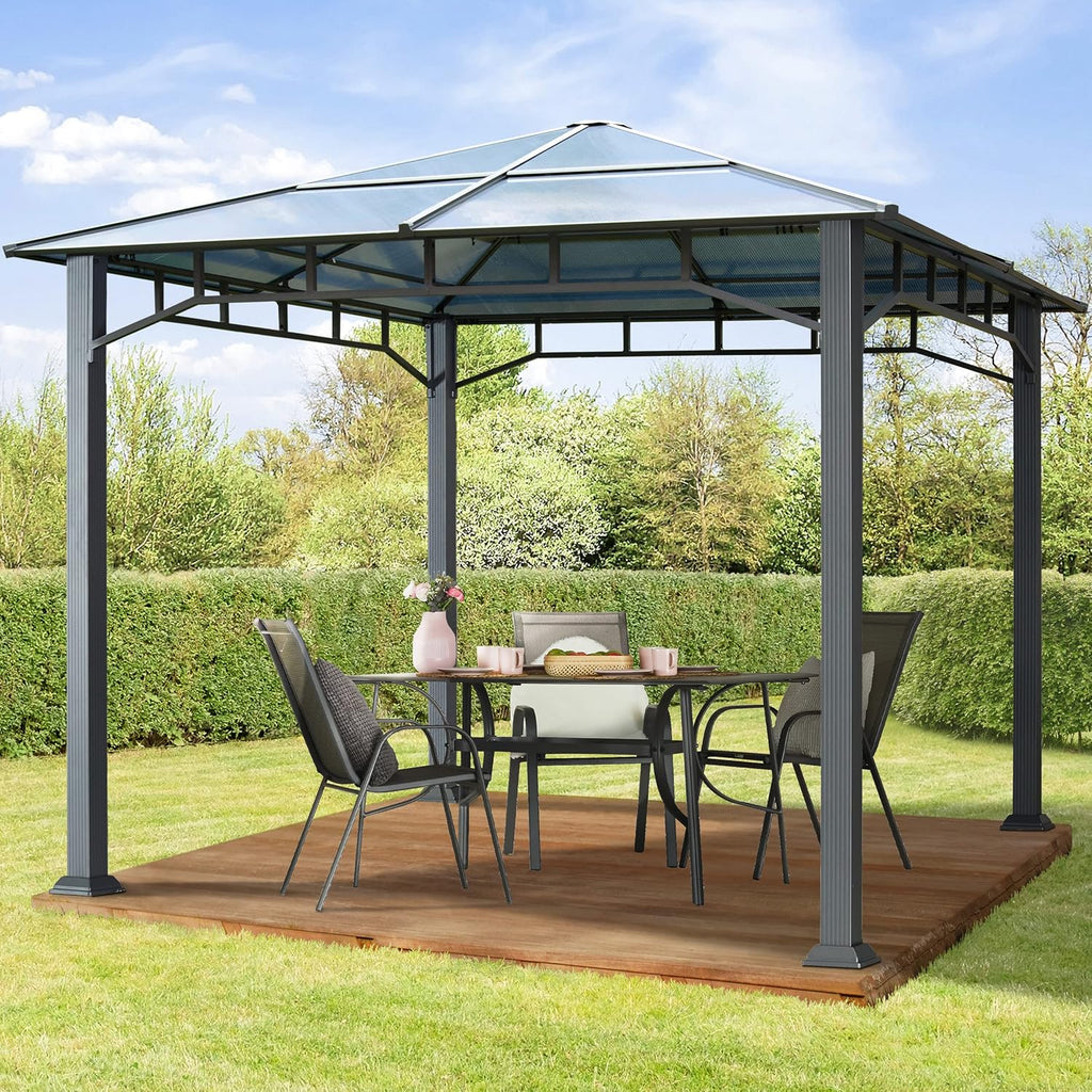 TOOLPORT 10x10 ft Hardtop Gazebo Polycarbonate Roof