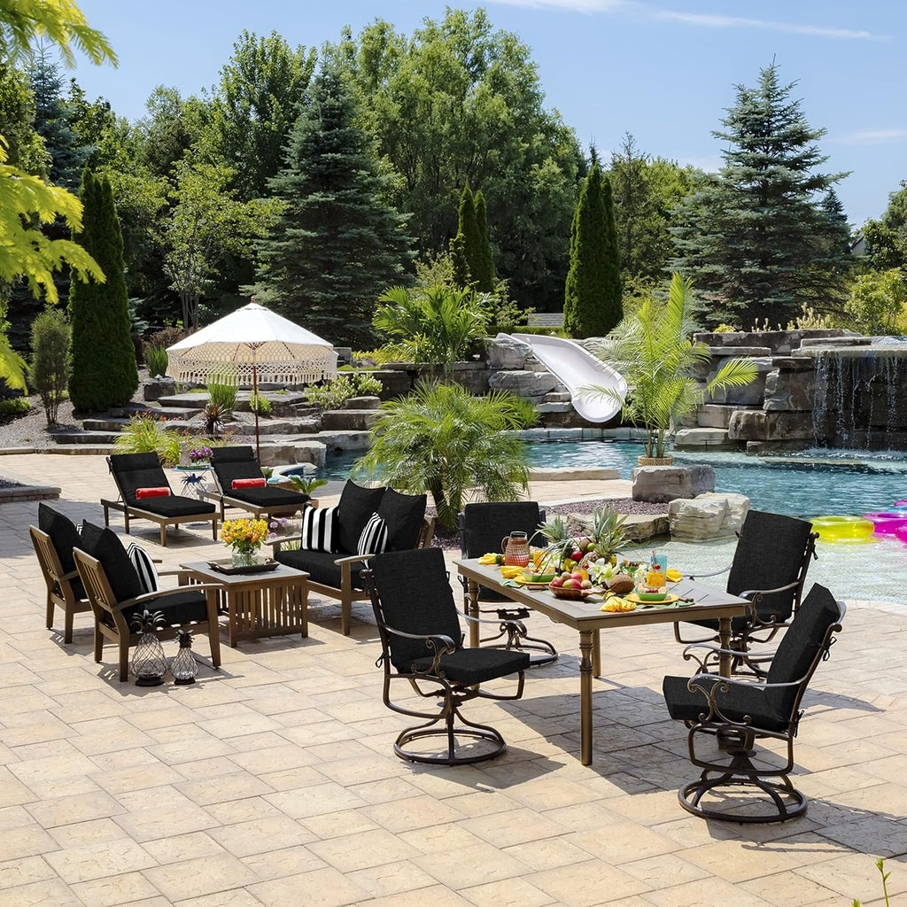 Arden Outdoor Chaise Cushion, 21 in x 72 in, Weather-Proof, Rain-Proof, Fade Resistant Patio Cushion for Chaise Lounger Black Leala