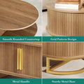 YITAHOME 47.2" Oval Coffee Table with Sliding Doors, Storage, Natural Oak