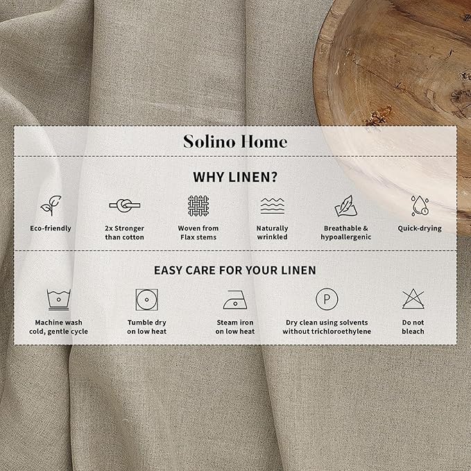 Solino Home Linen Tablecloth 60 x 156 Inch - Classic Hemstitch 100% Pure Linen Pumpkin Table Cloth for Rectangle Tables - Machine Washable Tablecloth for Fall, Autumn, Halloween, Thanksgiving