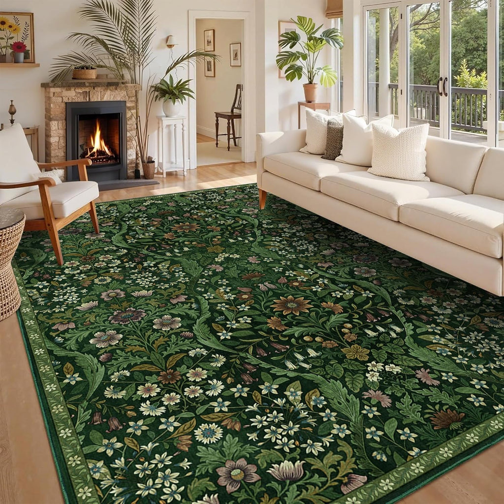 8x10 Large Area Rug Floral Botanical Boho Carpet for Living Room