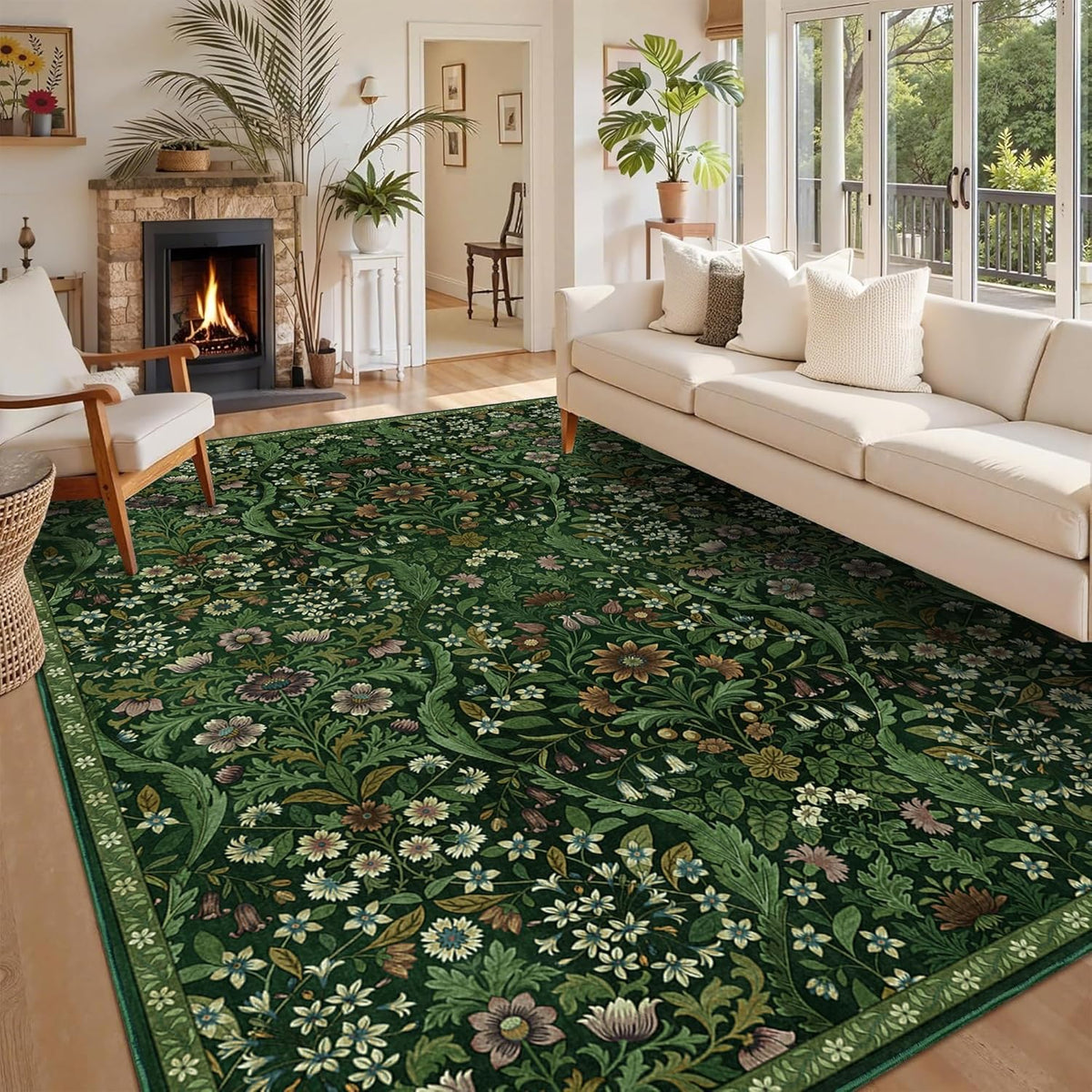 8x10 Large Area Rug Floral Botanical Boho Carpet for Living Room