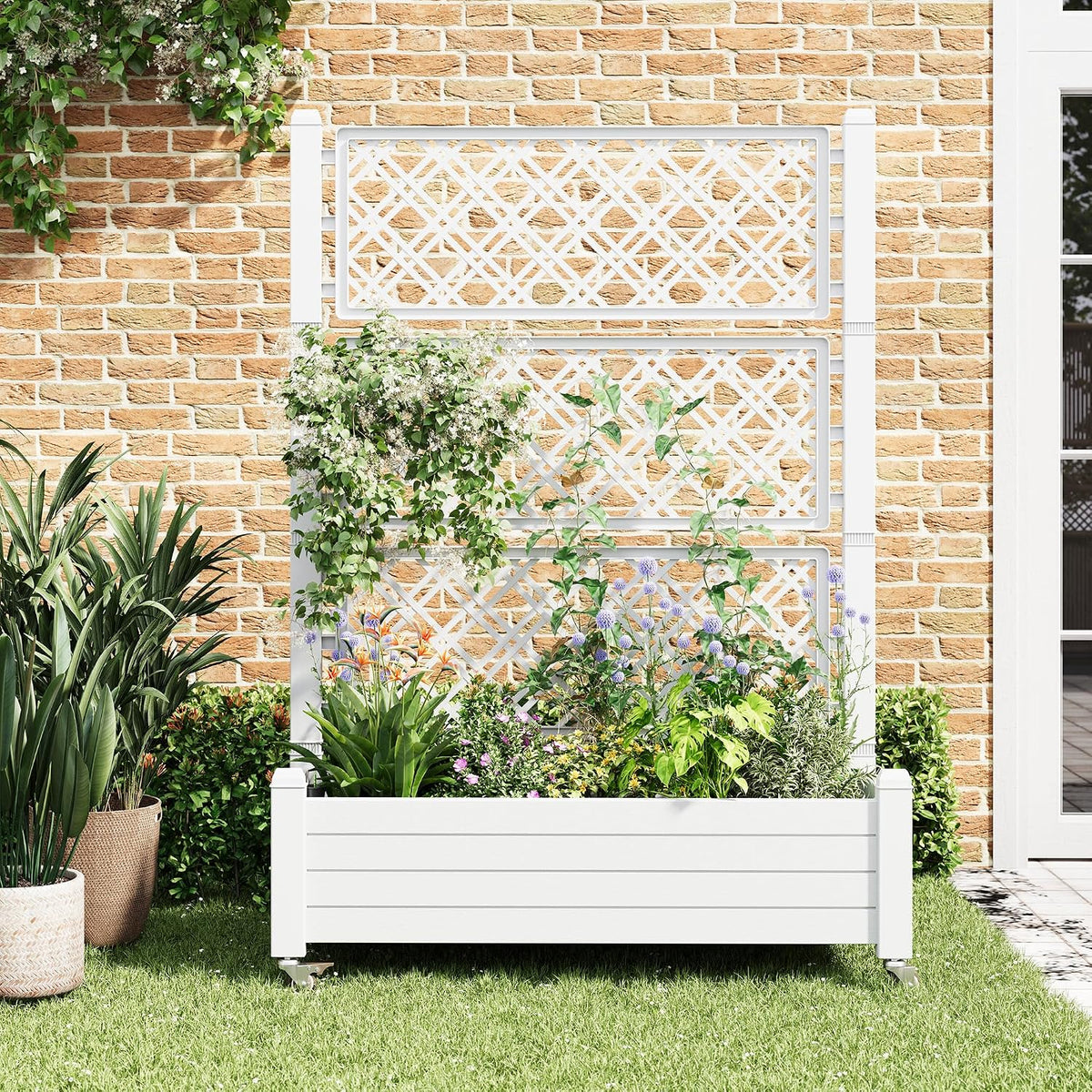 Elevated Raised Garden Bed with Wheels,Medium Ashen-61.2" h