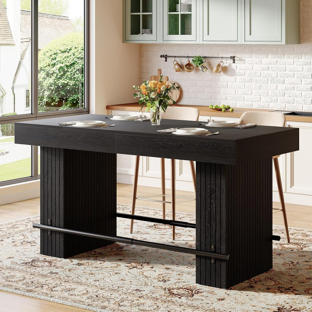 tribesigns 62.2" tall dining table for 4-6, counter, side view