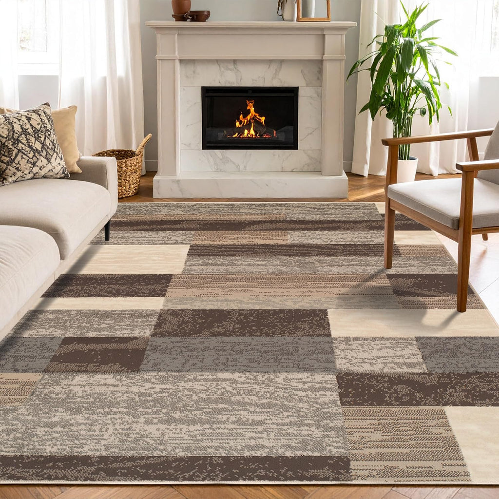 SUPERIOR Rockwood Modern Geometric Indoor Area Rug, 9'x12', Slate