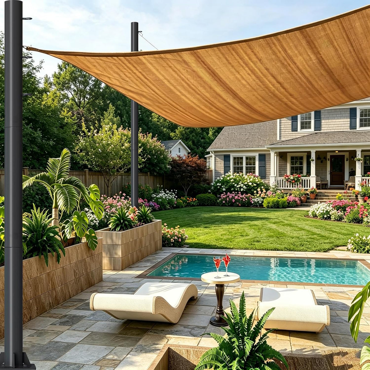 12ft Sun Shade Sail Pole - 3" Diameter Thickened Metal Rust Proof Outdoor Post Heavy Duty Steel Metal Pole Kit for Support Light String,Sunshade Sail,Canopy,Garden,Ground,Backyard