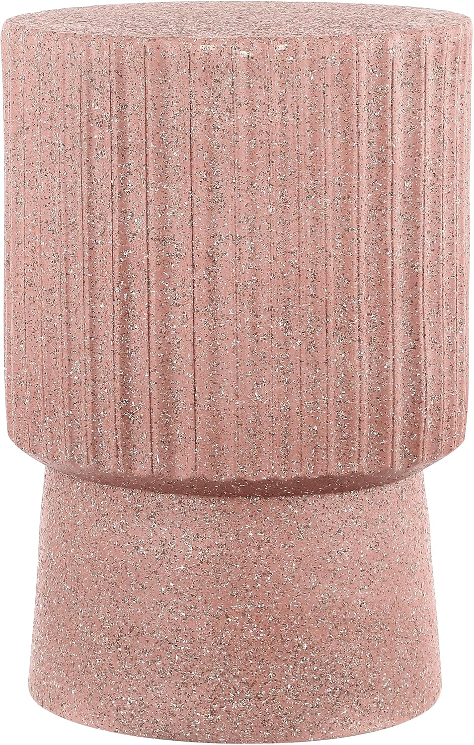 JONATHAN Y Louisa Outdoor Accent Table 19" Fluted Polyresin, Pink Terrazzo